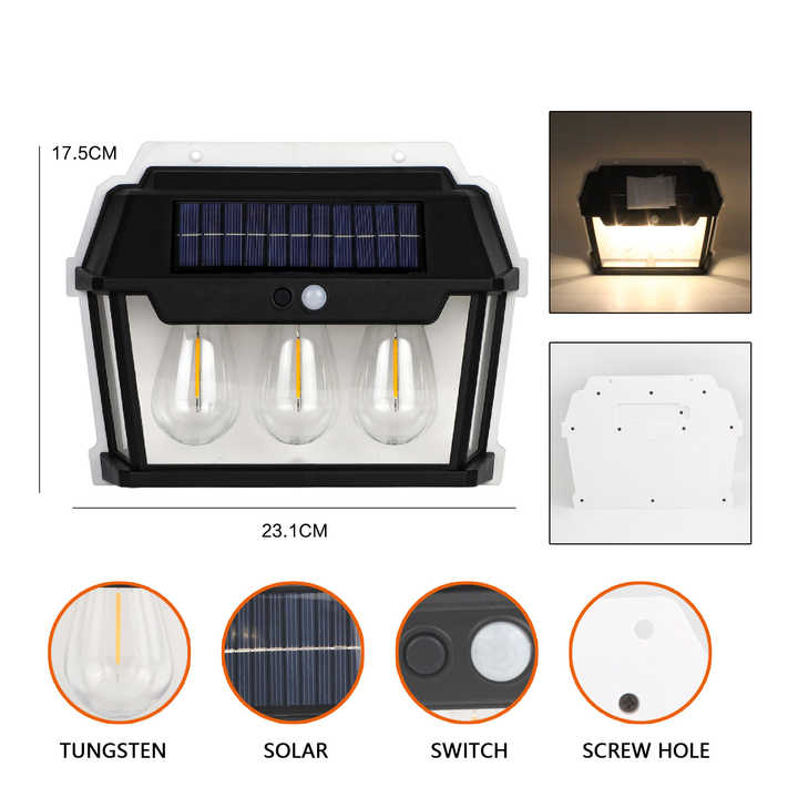 Lampe Solaire Murale Triples Ampoules LED – Éclairez plus grand, plus fort, plus loin !