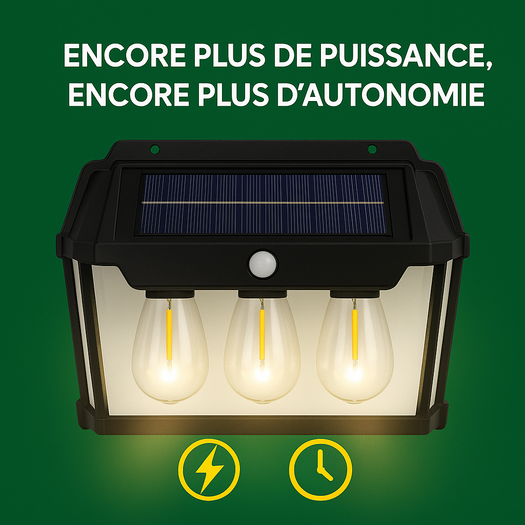Lampe Solaire Murale Triples Ampoules LED – Éclairez plus grand, plus fort, plus loin !