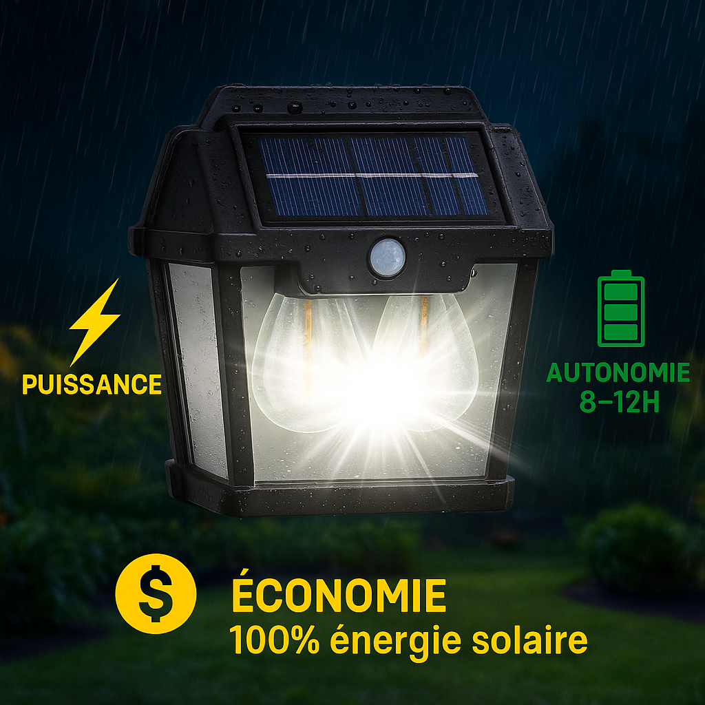 Lampe Solaire Murale Double Ampoules LED – Éclairez votre maison, sans électricité !